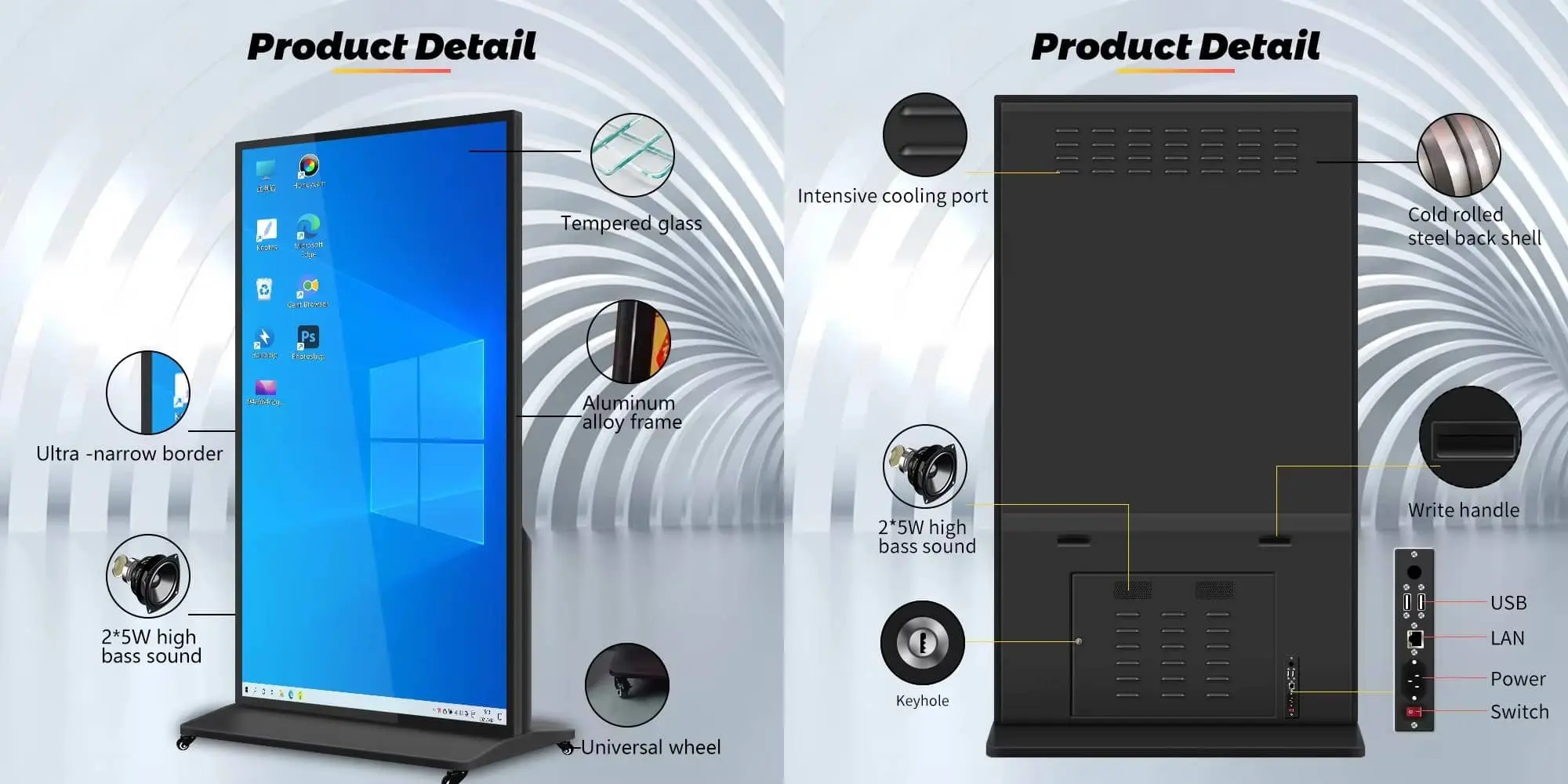 Full screen LCD digital signage 
