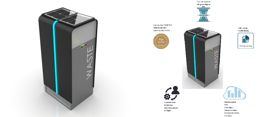 compacting solar trash bin compacting solar trash bin