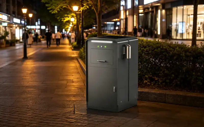 solar-powered compactor trash can 